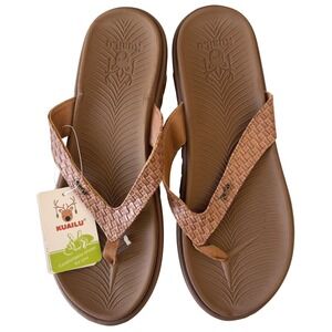 Kuailu Womens Comfort Yoga Flip Flops Brown Woven Strap Thong Sandals Sz 12 NEW